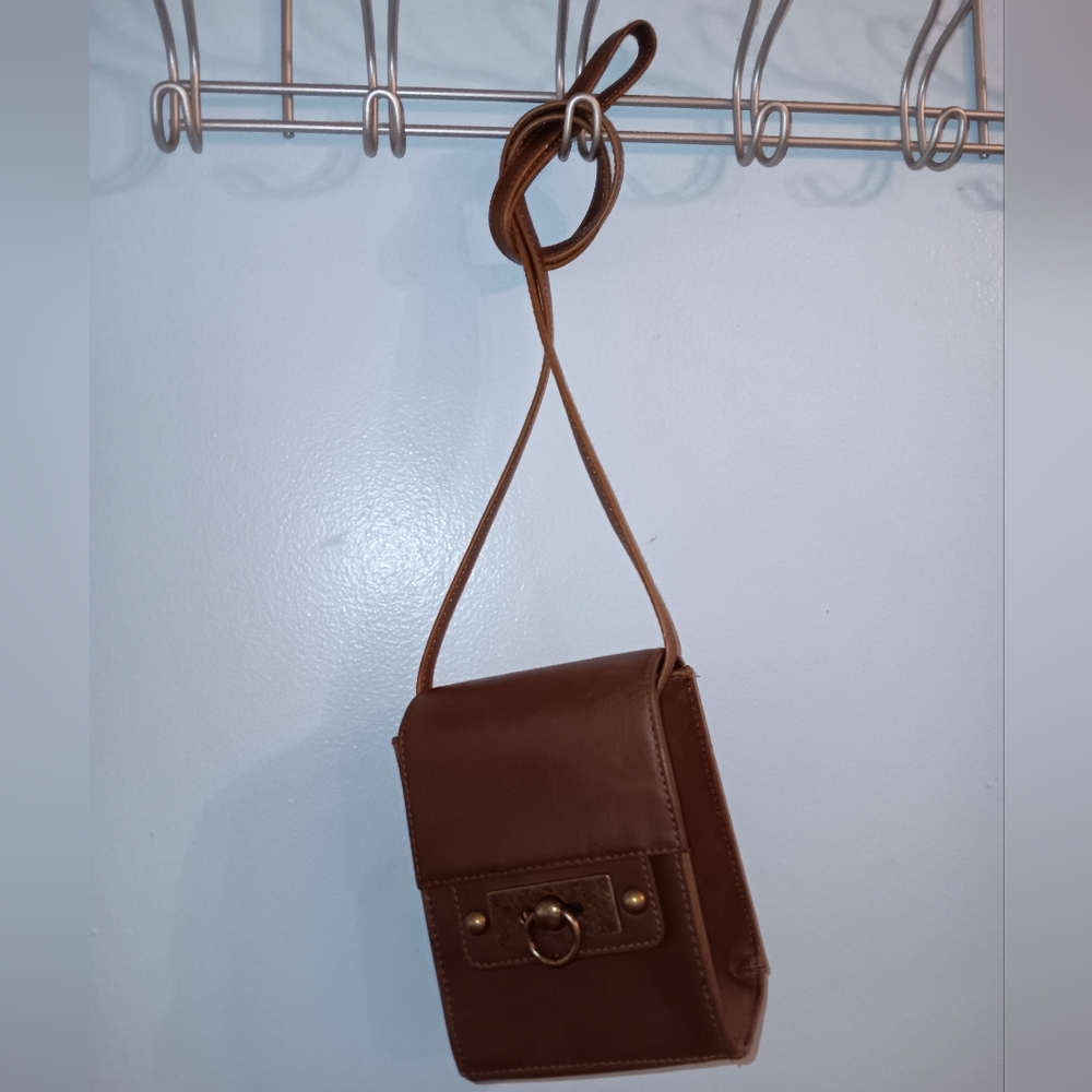 Brown Crossbody Bag Unique Rectangular Design Wit… - image 4
